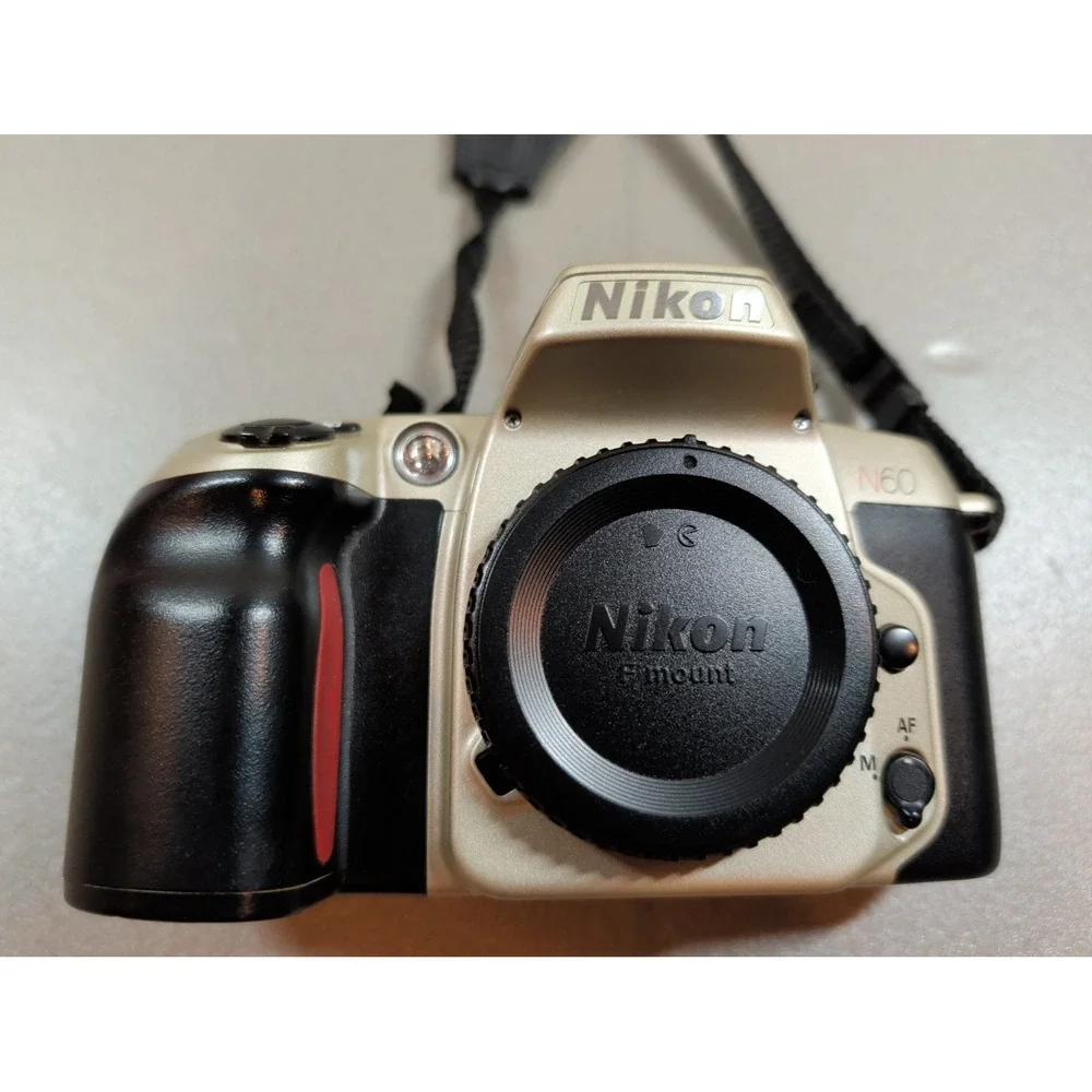 Nikon N60‎ 35mm SLR Film Camera Body Champagne Silver Made in Japan with Strap